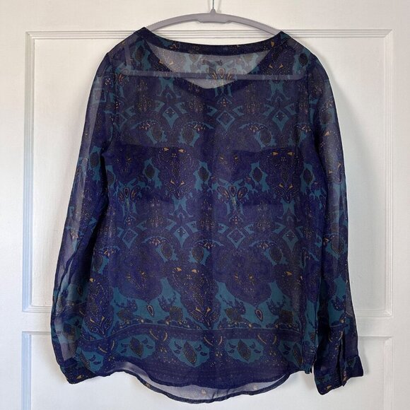 Ecote Urban Outfitters Blue Purple Paisley L/S Top Sheer, Size M - Picture 6 of 8